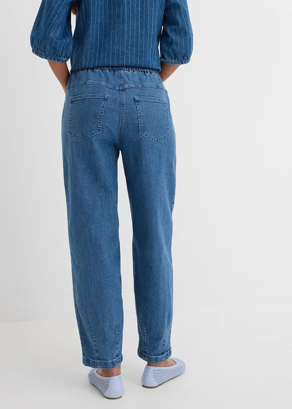 Jean mom, taille haute &eacute;lastiqu&eacute;e, bonprix