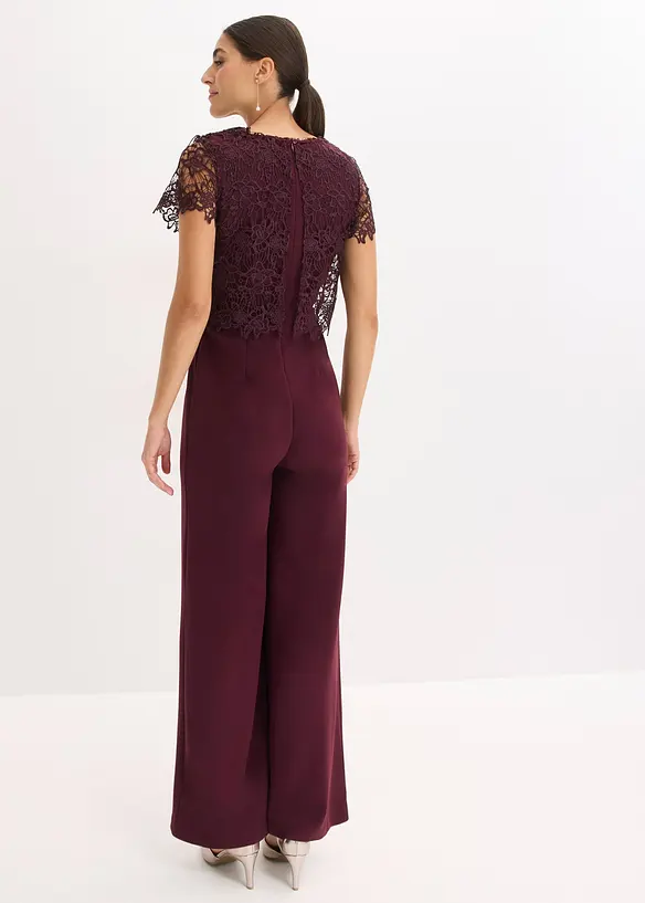 Jumpsuit aus softem Scuba mit Spitze, bonprix