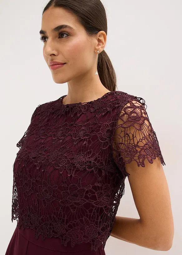 Jumpsuit aus softem Scuba mit Spitze, bonprix