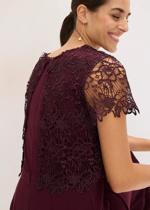 Jumpsuit aus softem Scuba mit Spitze, bonprix