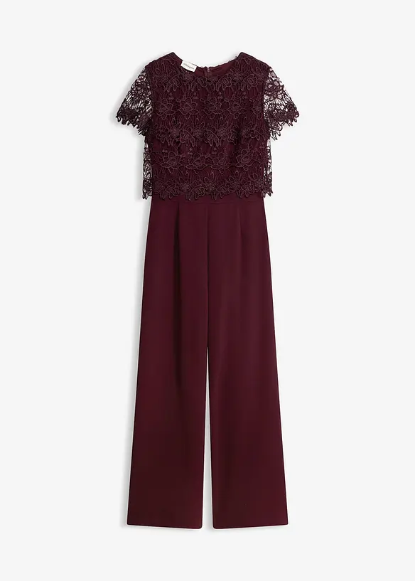 Jumpsuit aus softem Scuba mit Spitze, bonprix