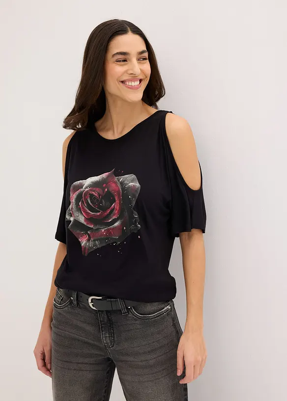 Cold-Shoulder-Shirt aus Viskose, bonprix