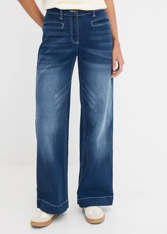 Wide Leg Jeans Mid Waist, Bequembund, bonprix