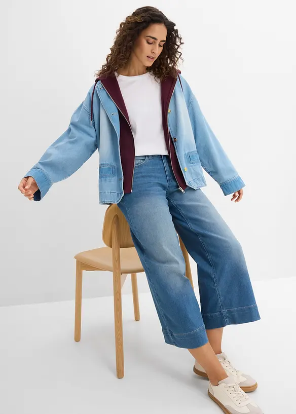 Jupe-culotte 7/8 en jean extensible ultra-doux, bonprix