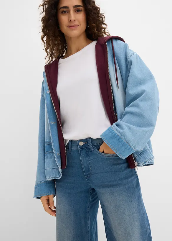 Jupe-culotte 7/8 en jean extensible ultra-doux, bonprix