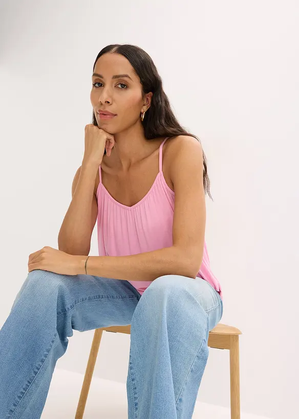 Top &agrave; fines bretelles en viscose fluide, bonprix