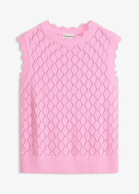 Pull sans manches en maille ajour&eacute;e, bonprix