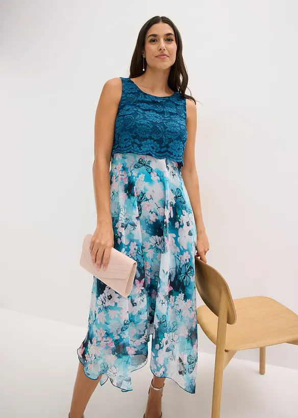 Chiffonkleid mit feiner Spitze, bonprix