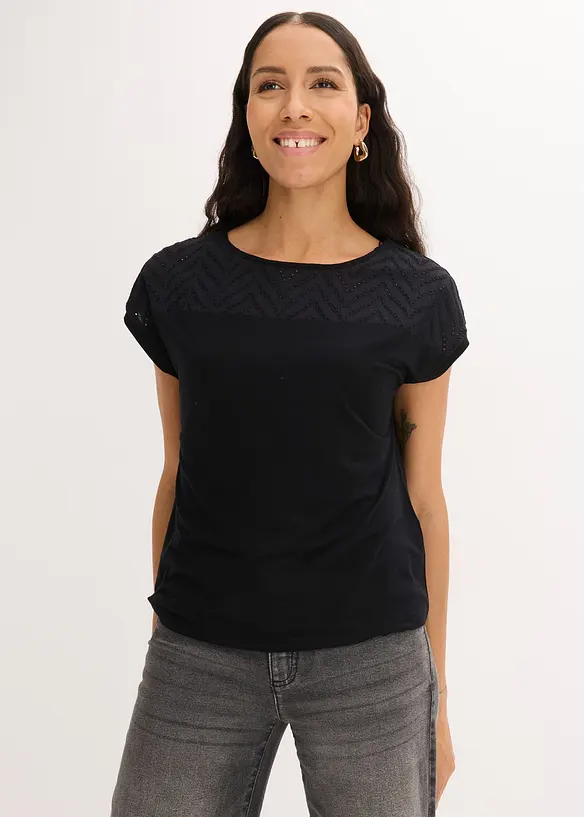T-shirt en dentelle, en viscose douce, bonprix