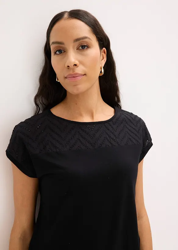 T-shirt en dentelle, en viscose douce, bonprix
