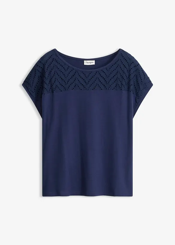 T-shirt en dentelle, en viscose douce, bonprix