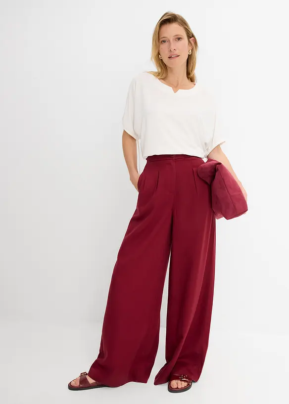 Pantalon &agrave; pinces en lyocell fluide, bonprix