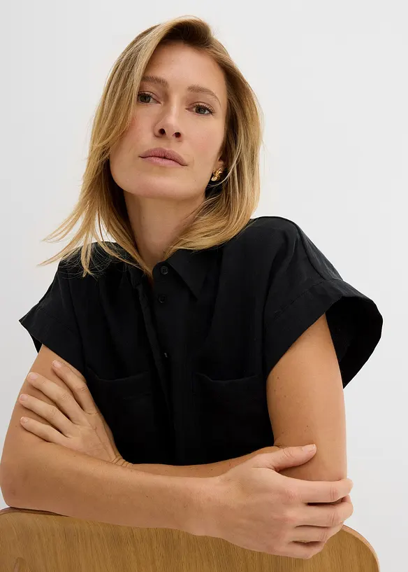 Hemdbluse aus flie&szlig;endem Lyocell-Mix, bonprix