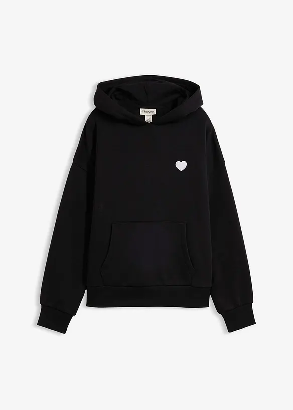 Sweat &agrave; capuche doux en coton m&eacute;lang&eacute;, bonprix