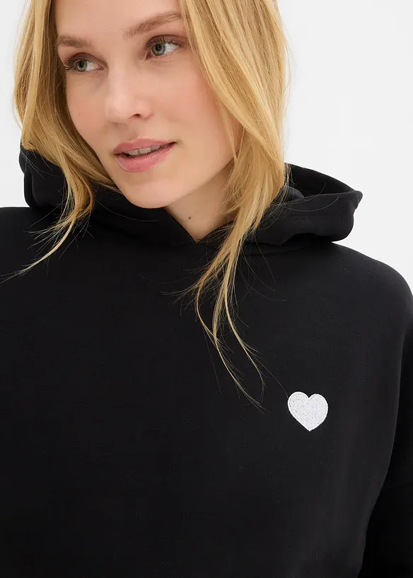 Sweat &agrave; capuche doux en coton m&eacute;lang&eacute;, bonprix