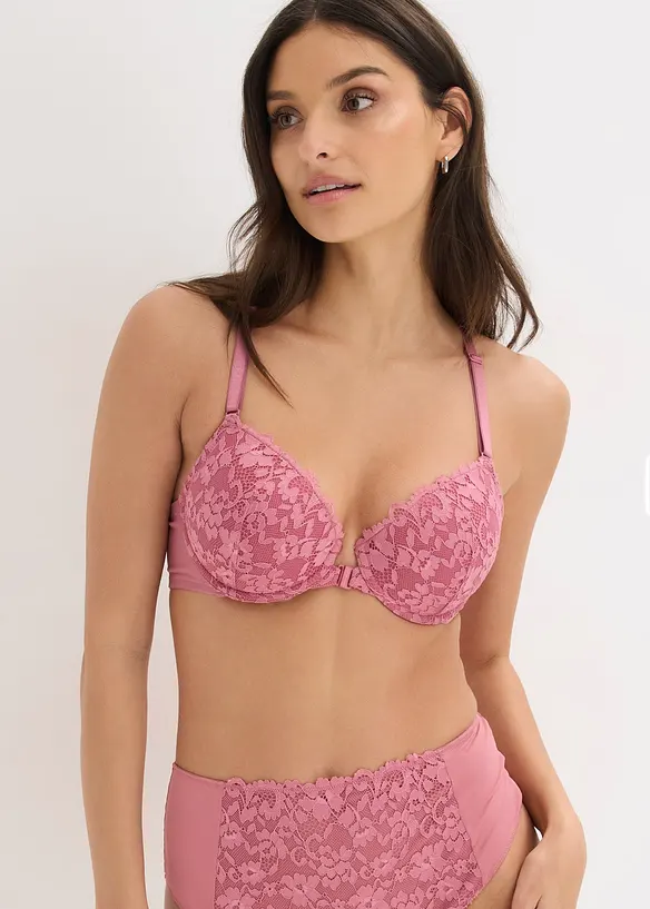 Soutien-gorge &agrave; coques en dentelle, fermeture devant, bonprix