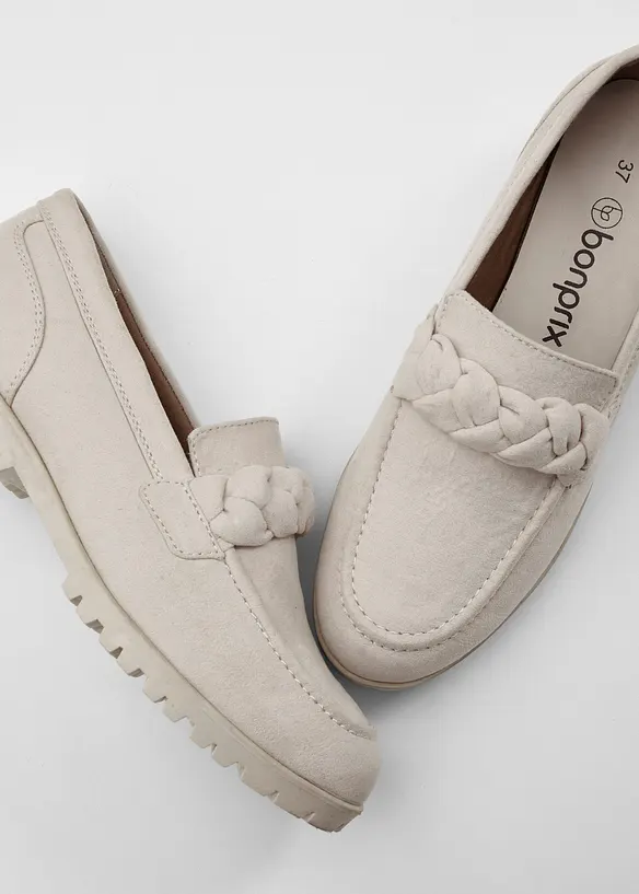 Mocassins chunky &agrave; d&eacute;tails tress&eacute;s, bonprix