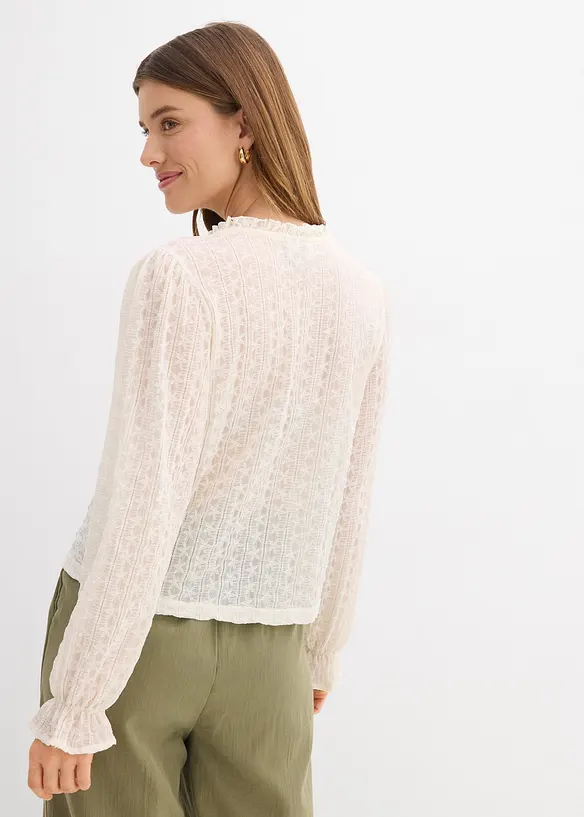 Spitzenshirt mit Ballon&auml;rmel, bonprix