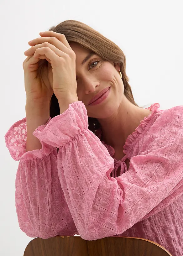 Spitzenshirt mit Ballon&auml;rmel, bonprix