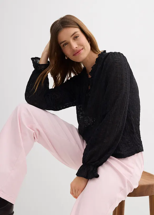 Spitzenshirt mit Ballon&auml;rmel, bonprix