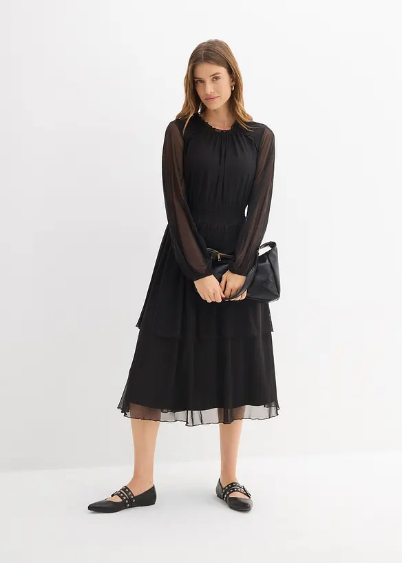 Jerseykleid aus feinem Mesh, bonprix