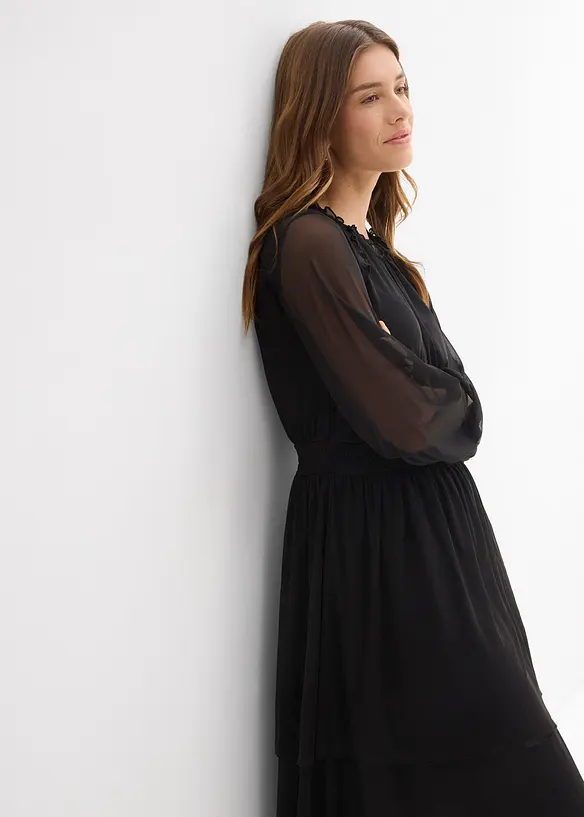 Jerseykleid aus feinem Mesh, bonprix