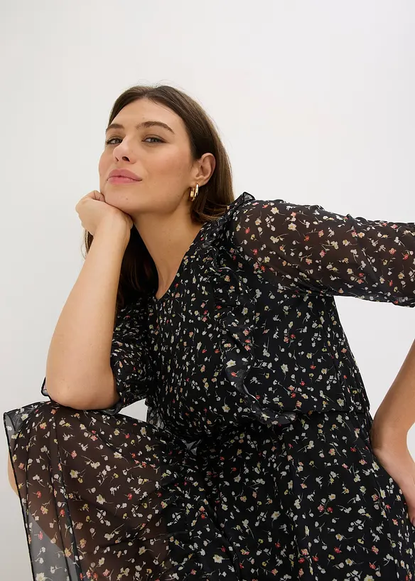 Jerseykleid aus feinem Mesh, bonprix