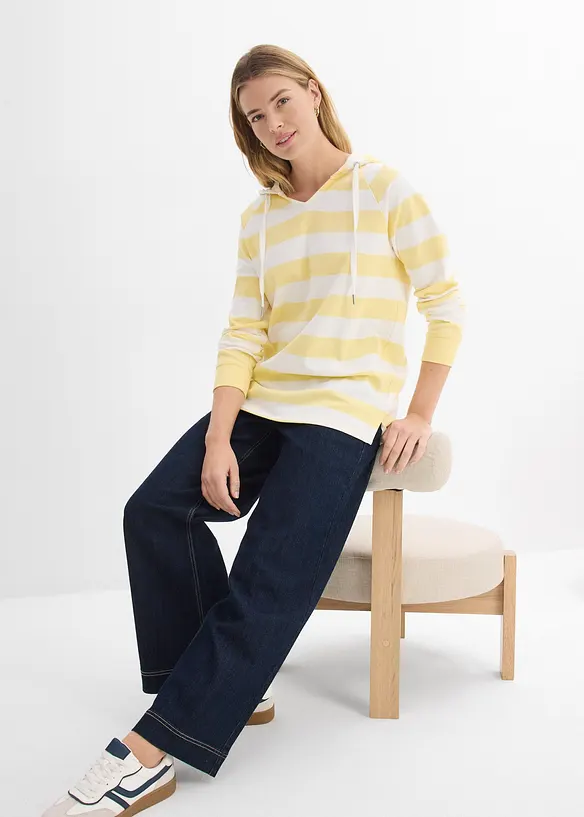 T-shirt manches longues &agrave; capuche 100% coton, bonprix