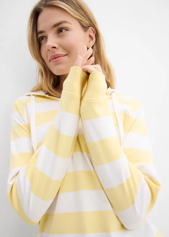 T-shirt manches longues &agrave; capuche 100% coton, bonprix