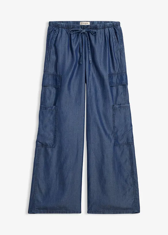 Pantalon large &agrave; taille extensible en lyocell fluide, bonprix