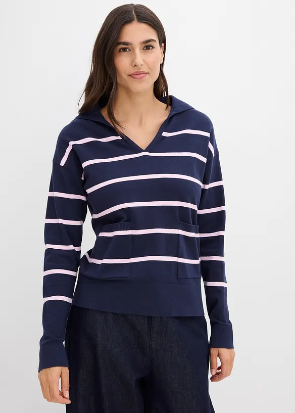 Pull polo en fine maille, bonprix