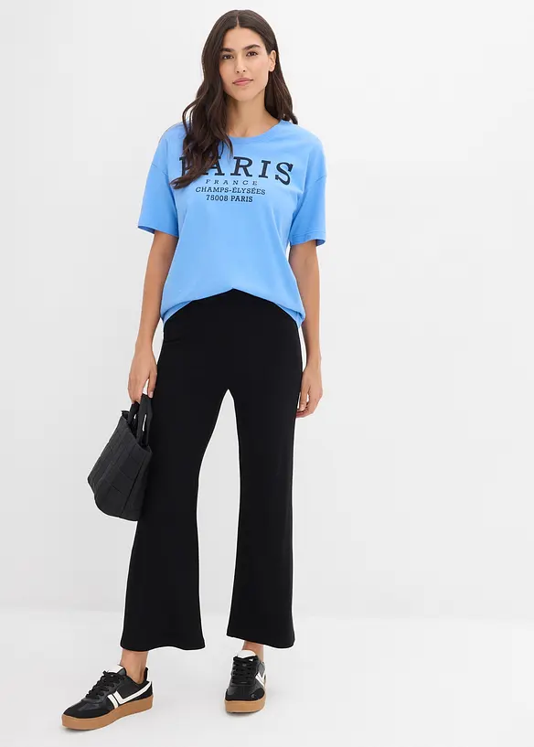 Legging &eacute;vas&eacute; en mati&egrave;re c&ocirc;tel&eacute;e, cropped, bonprix