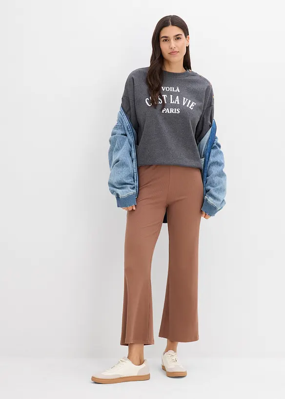 Verk&uuml;rzte Ripp-Leggings aus Viskosemix, bonprix