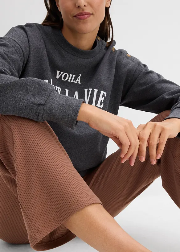 Verk&uuml;rzte Ripp-Leggings aus Viskosemix, bonprix