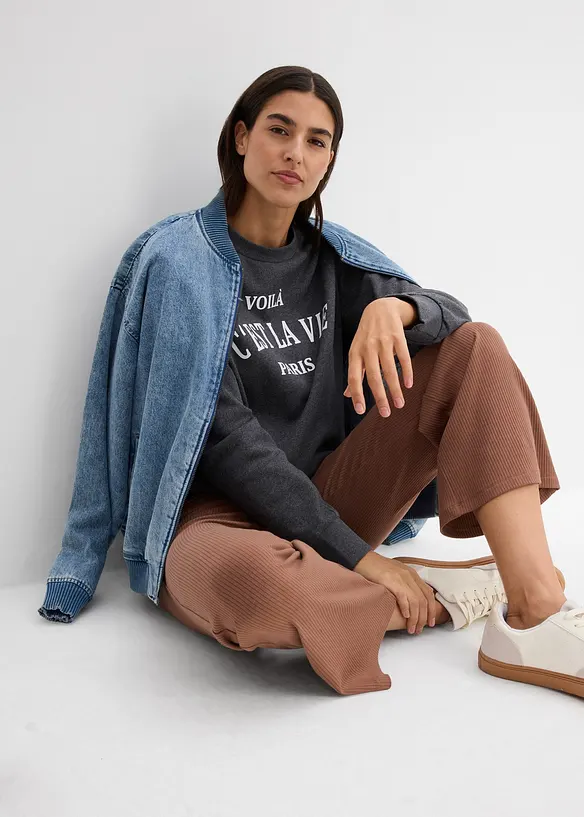 Verk&uuml;rzte Ripp-Leggings aus Viskosemix, bonprix