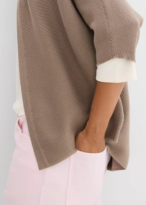 Gilet oversize en maille c&ocirc;tel&eacute;e, bonprix