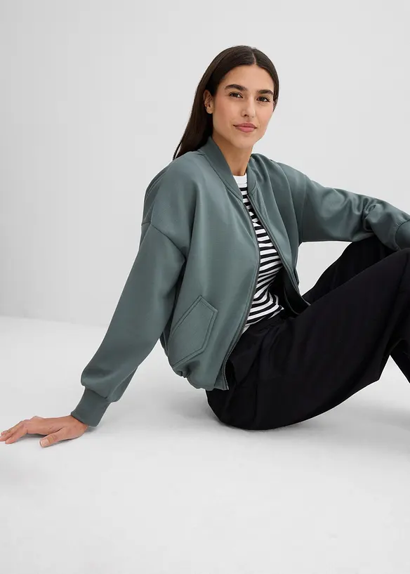 Oversize-Scuba-Blouson aus softem Viskose-Mix, bonprix