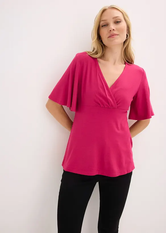 T-shirt en jersey &agrave; d&eacute;collet&eacute; plongeant, bonprix