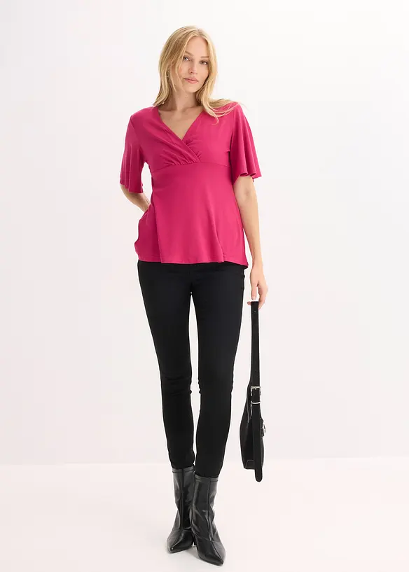 T-shirt en jersey &agrave; d&eacute;collet&eacute; plongeant, bonprix