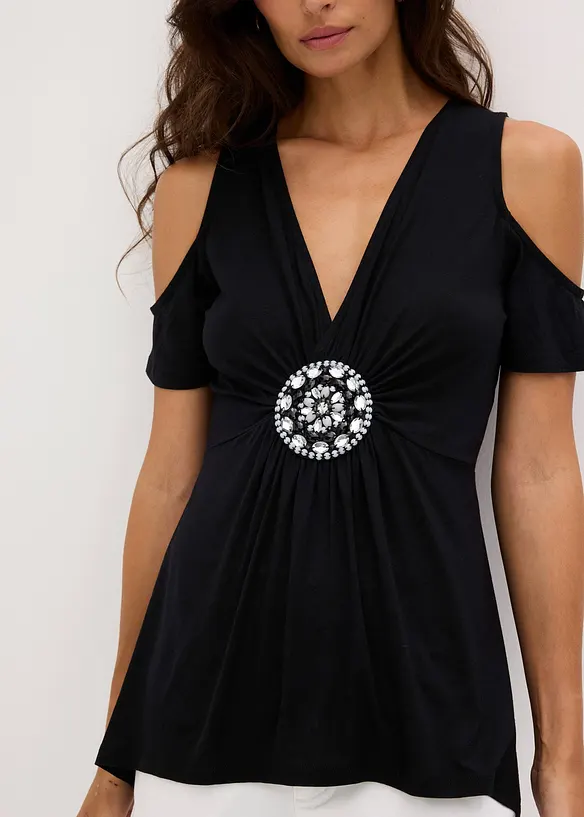 Cold-Shoulder-Shirt aus Mesh, bonprix