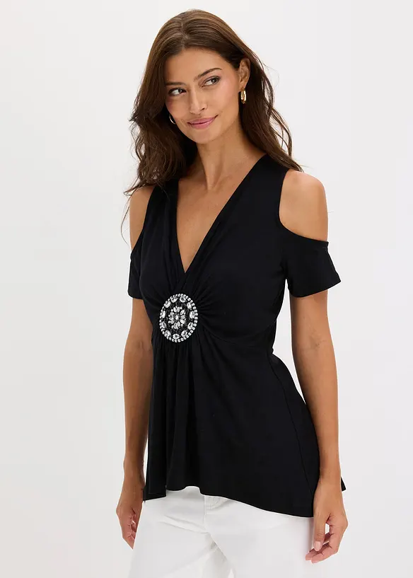 Cold-Shoulder-Shirt aus Mesh, bonprix