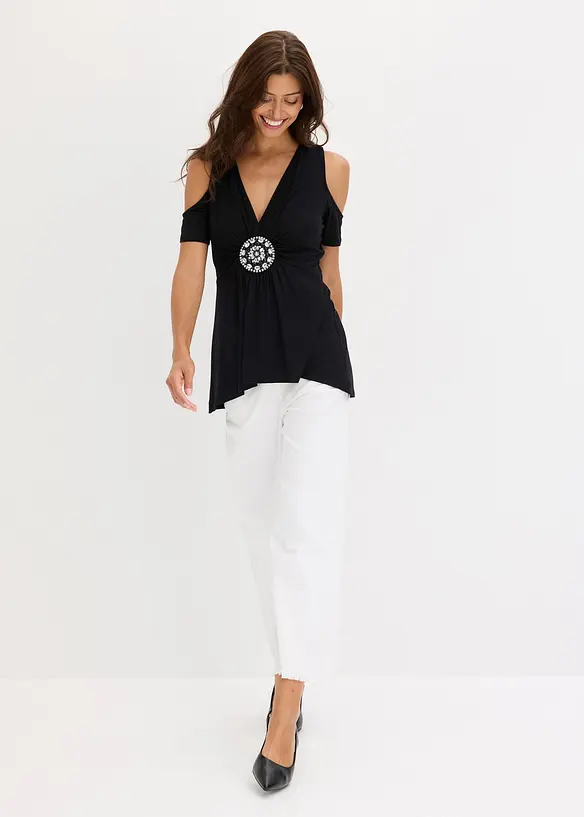 Cold-Shoulder-Shirt aus Mesh, bonprix