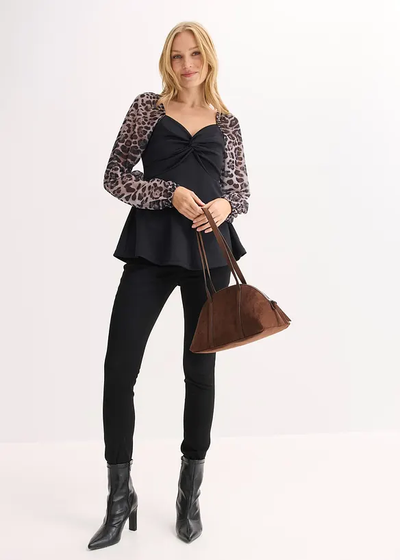 Langarmshirt mit Mesh-&Auml;rmelm, bonprix