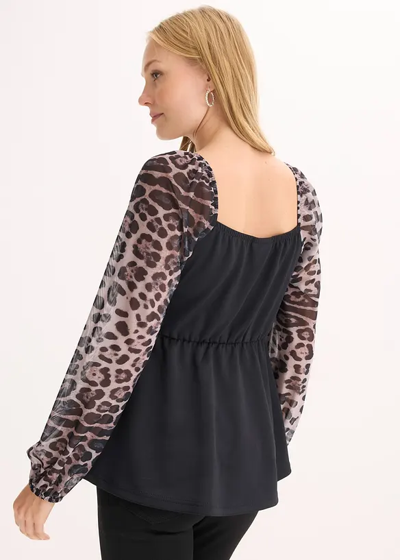 Langarmshirt mit Mesh-&Auml;rmelm, bonprix