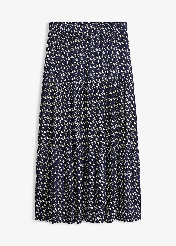 Jupe longue &eacute;tag&eacute;e en viscose textur&eacute;e, bonprix