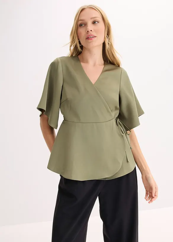Blouse manches courtes &agrave; col en V, bonprix