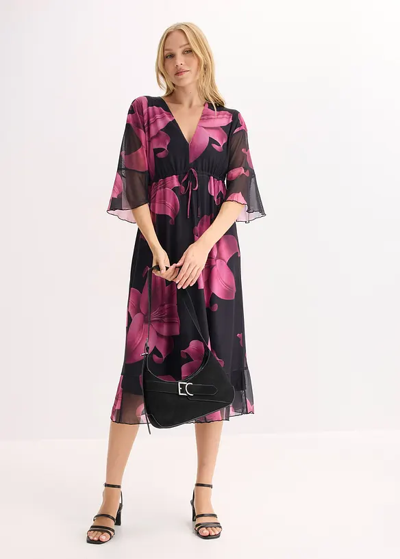Robe midi &agrave; d&eacute;collet&eacute; plongeant, bonprix