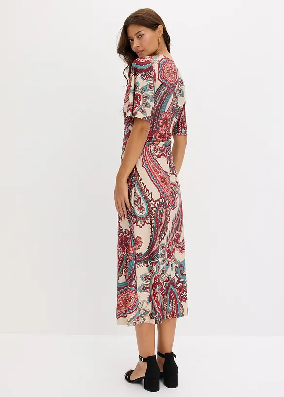 Robe midi pr&egrave;s du corps, style portefeuille, bonprix