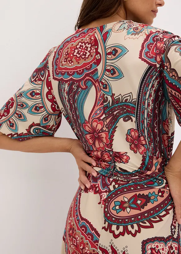 Robe midi pr&egrave;s du corps, style portefeuille, bonprix