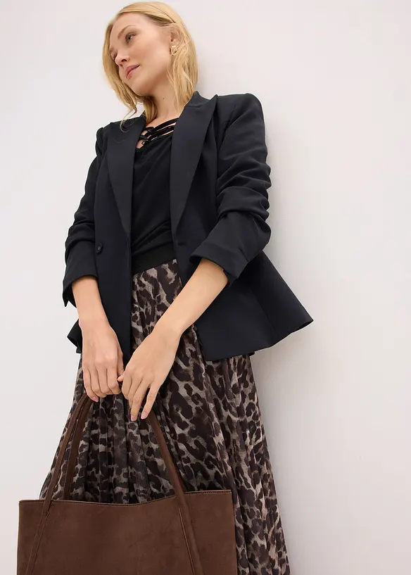 Jupe midi &eacute;vas&eacute;e en mesh, bonprix